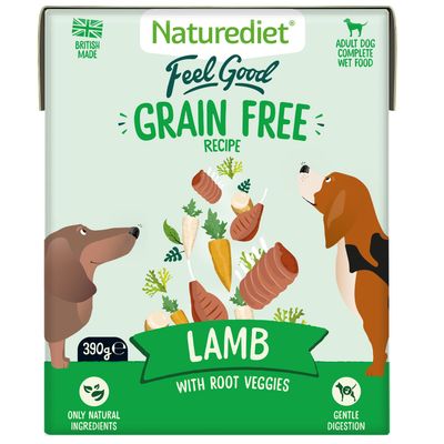 Nourriture humide sans céréales Naturediet Feel Good Agneau 18 x 390g